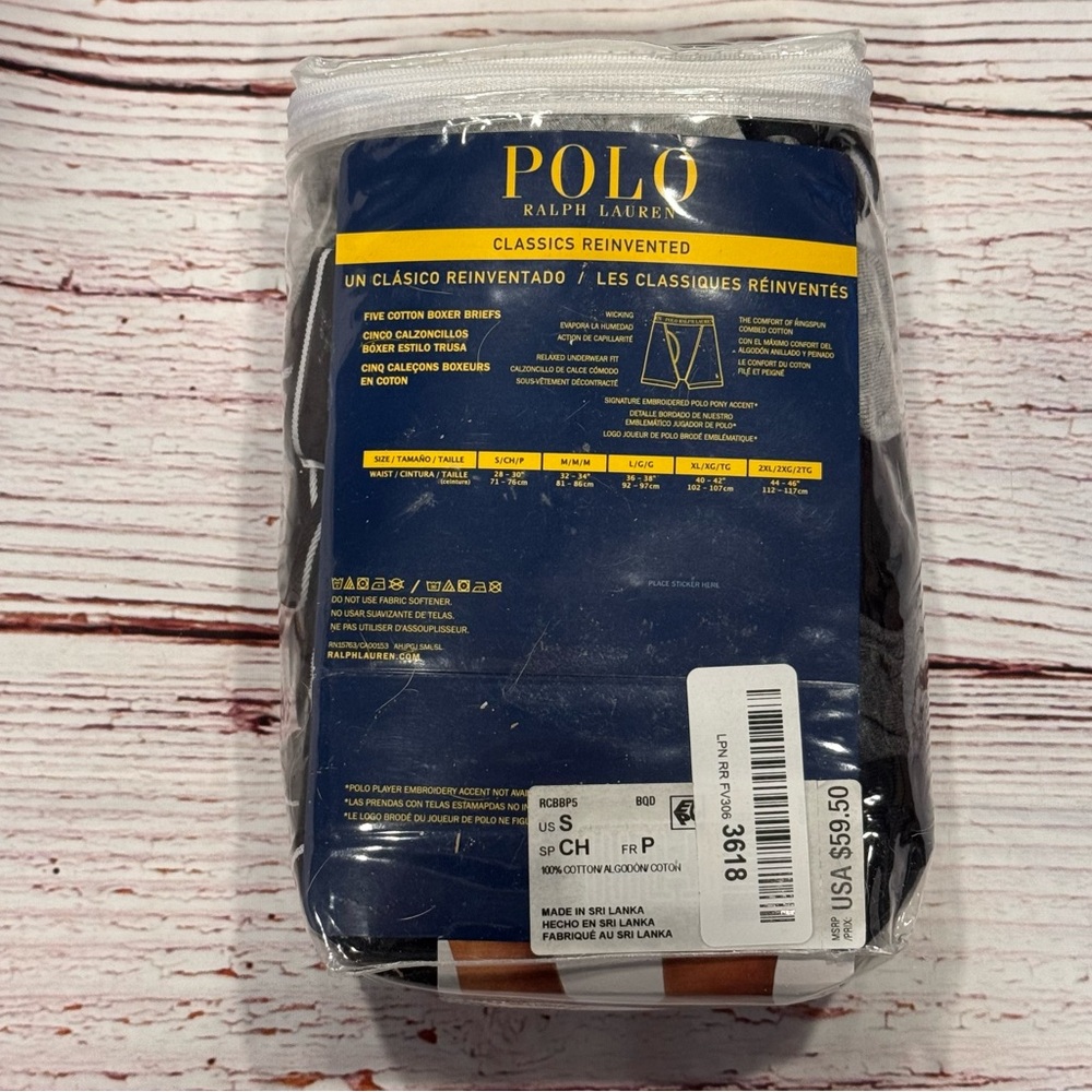 NWT Polo Ralph Lauren Men's 5-Pack Classic Cotton Boxer Briefs Gray/Black Sz S - Picture 4 of 5